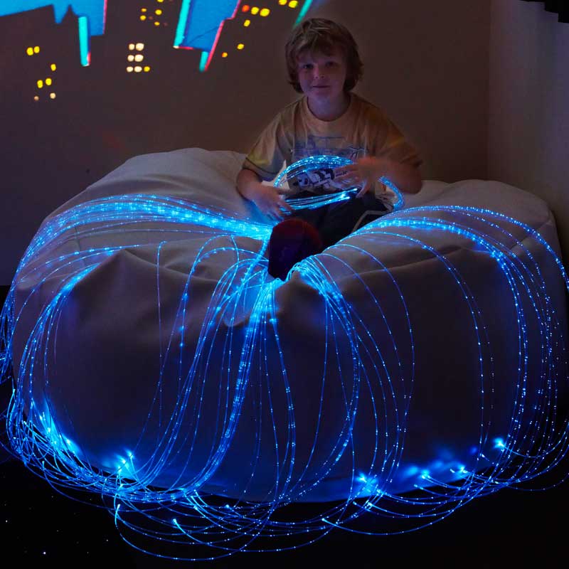 12W RGBW LED Children's Sensory Lights for Bedroom 200 Strand Fiber Optic Curtain